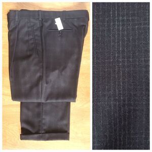 Vintage Barry Bricken Trousers Mens 38x29 100% Virgin Wool Charcoal Plaid NWT